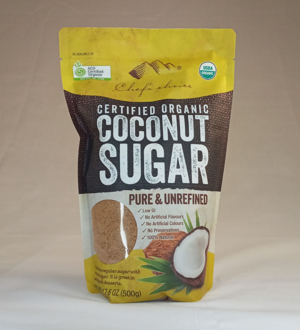 SUCRE DE COCO BIO 10/500g C/C organic coconut sugar FR 03.25