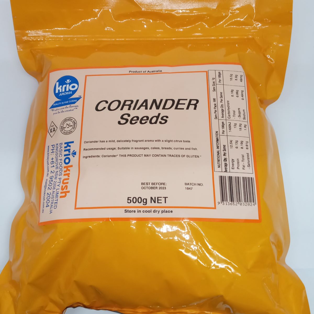 GRAINE DE CORIANDRE 12/500g KRIO coriander seeds 01.25 *