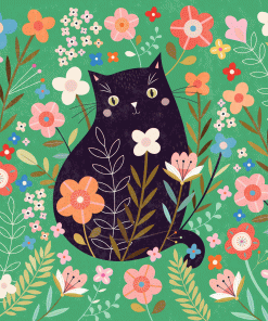 Carte d’art Bee Brown « Garden cat »