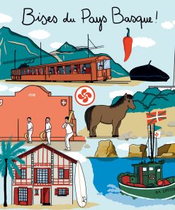 Carte Pensées Cécile Drevon « Bises du Pays Basque »
