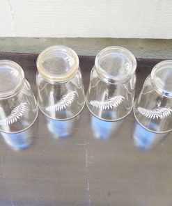 4 Anciens Verres Droits Motif Plume H 8 cm