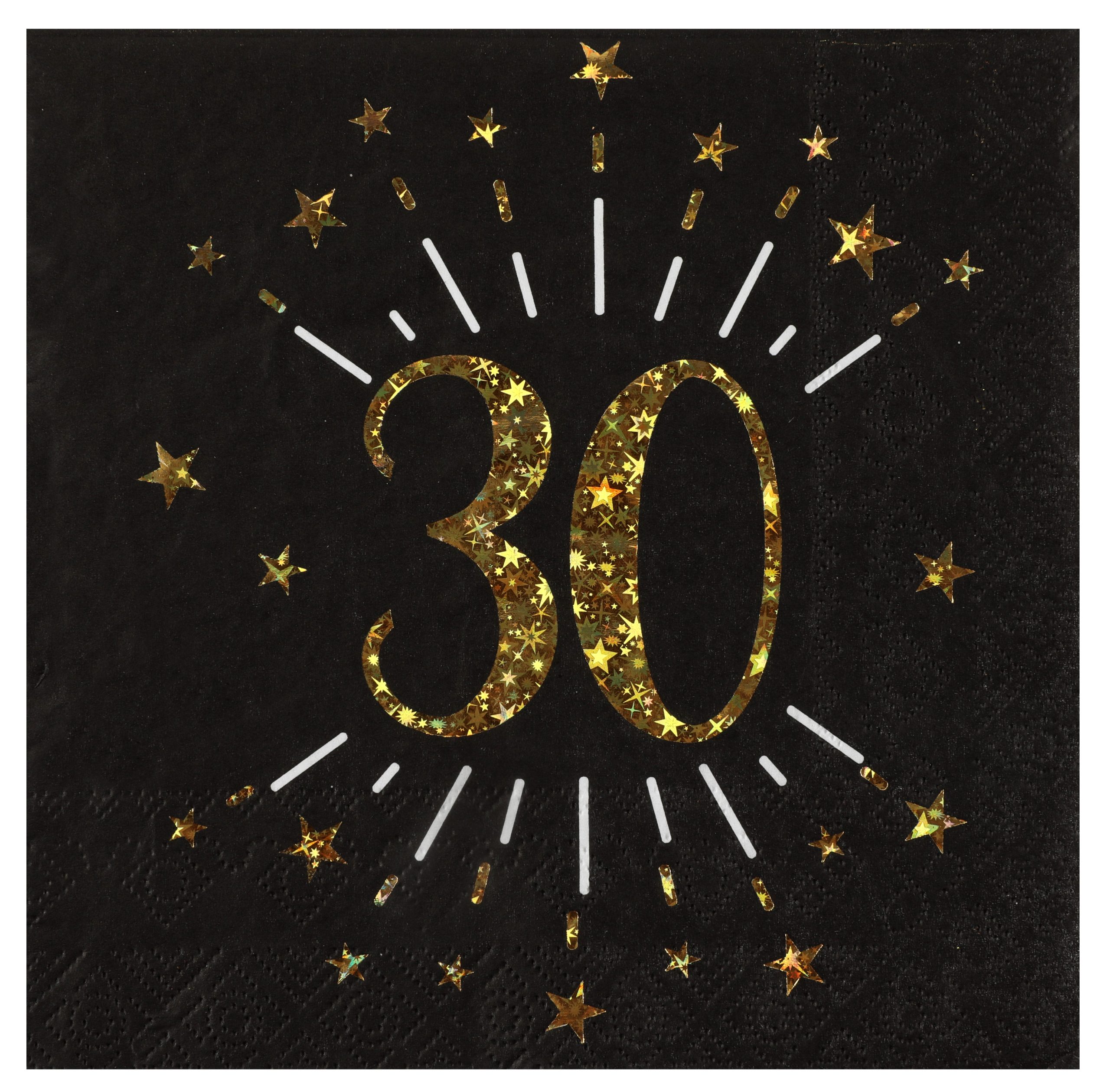 10 SERVIETTES AGE ETINCELANT OR 30ANS – Image 2