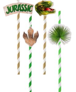 8 PAILLES DINOSAURE 17CM