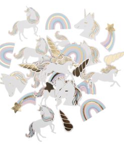 100 CONFETTIS LICORNE PASTEL ET OR DE 3,5 À 5,5CM