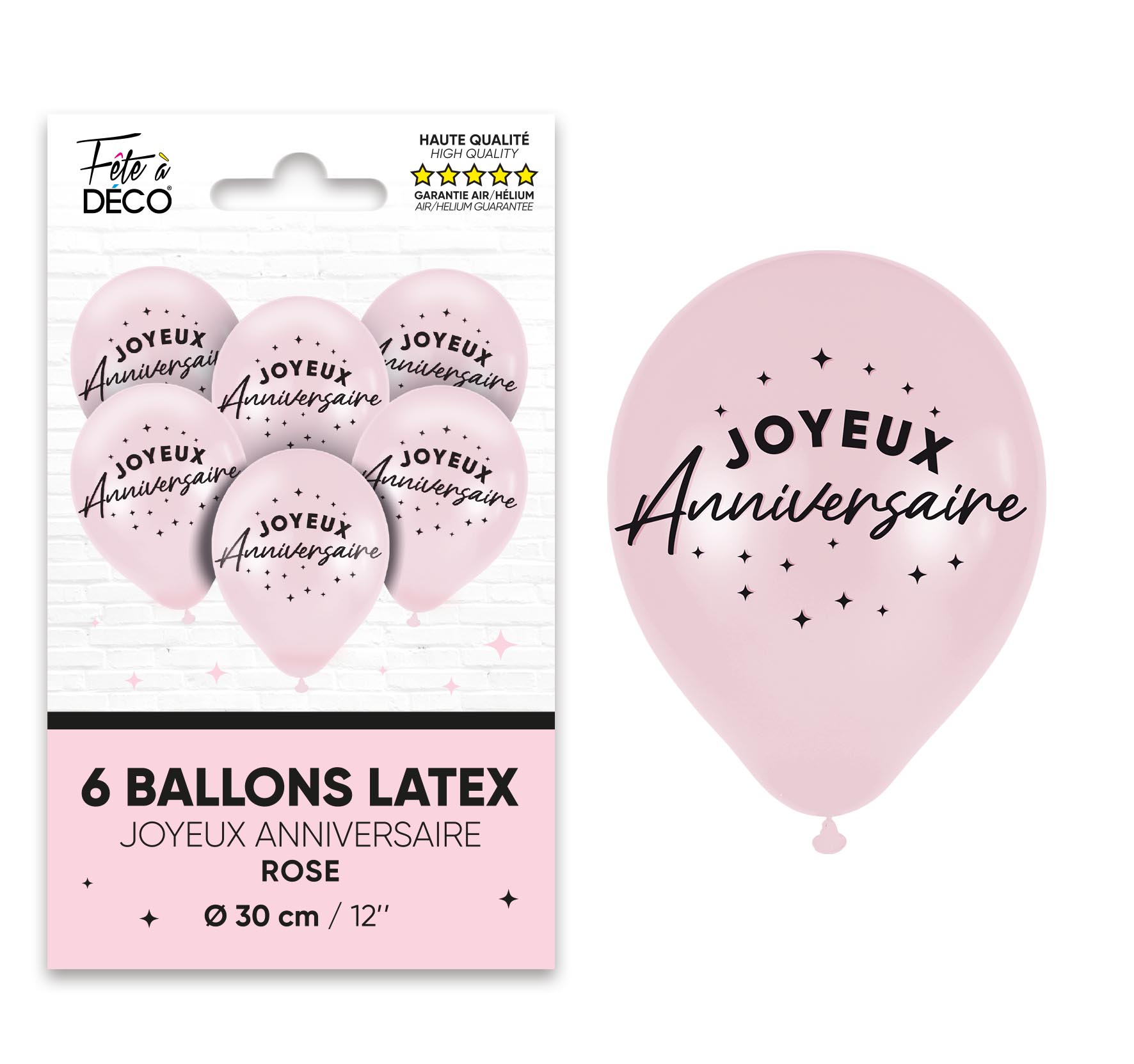 6 BALLONS ROSE JOYEUX ANNIVERSAIRE – Image 2