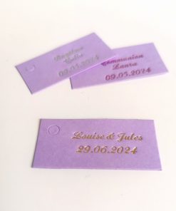 Etiquette dragées – Rectangle Parme – Personalisée