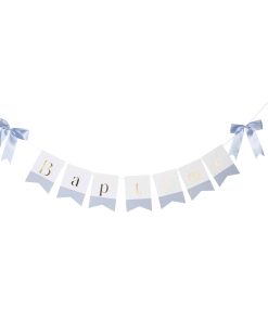 Guirlande « Baptême » – Bleu/Blanc/Or